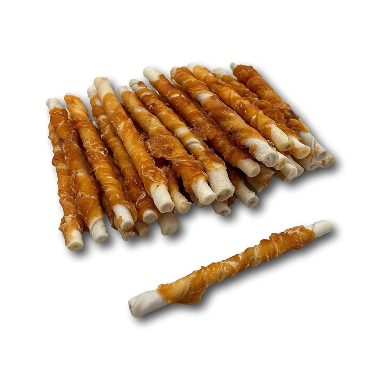 Recompense Pentru Caini Baton Alb Piele Rasucit Cu Pui 17cm 1Kg