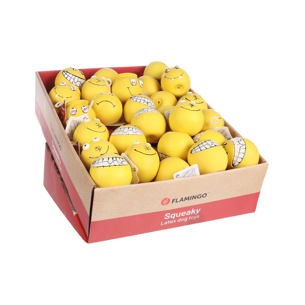 FLAMINGO JUCARIE MINGE EMOJI YELLOW PENTRU CAINI 6CM (PRET/BUC)