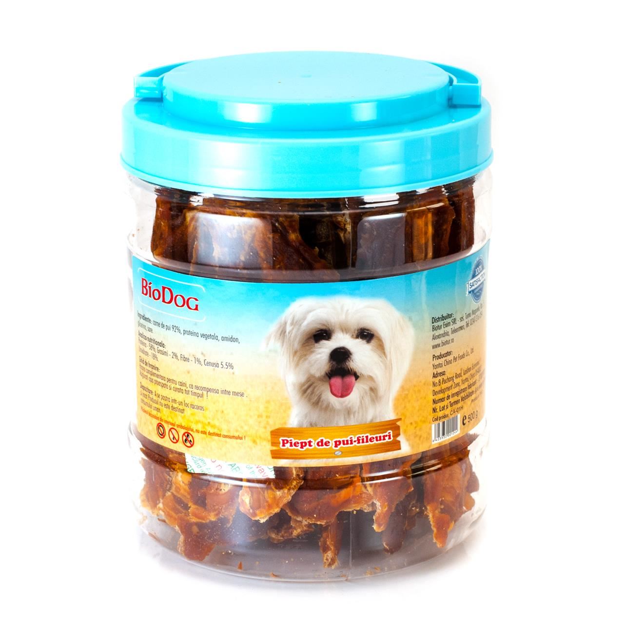 Recompense Pentru Caini Biodog Piept De Pui Fileuri 500gr