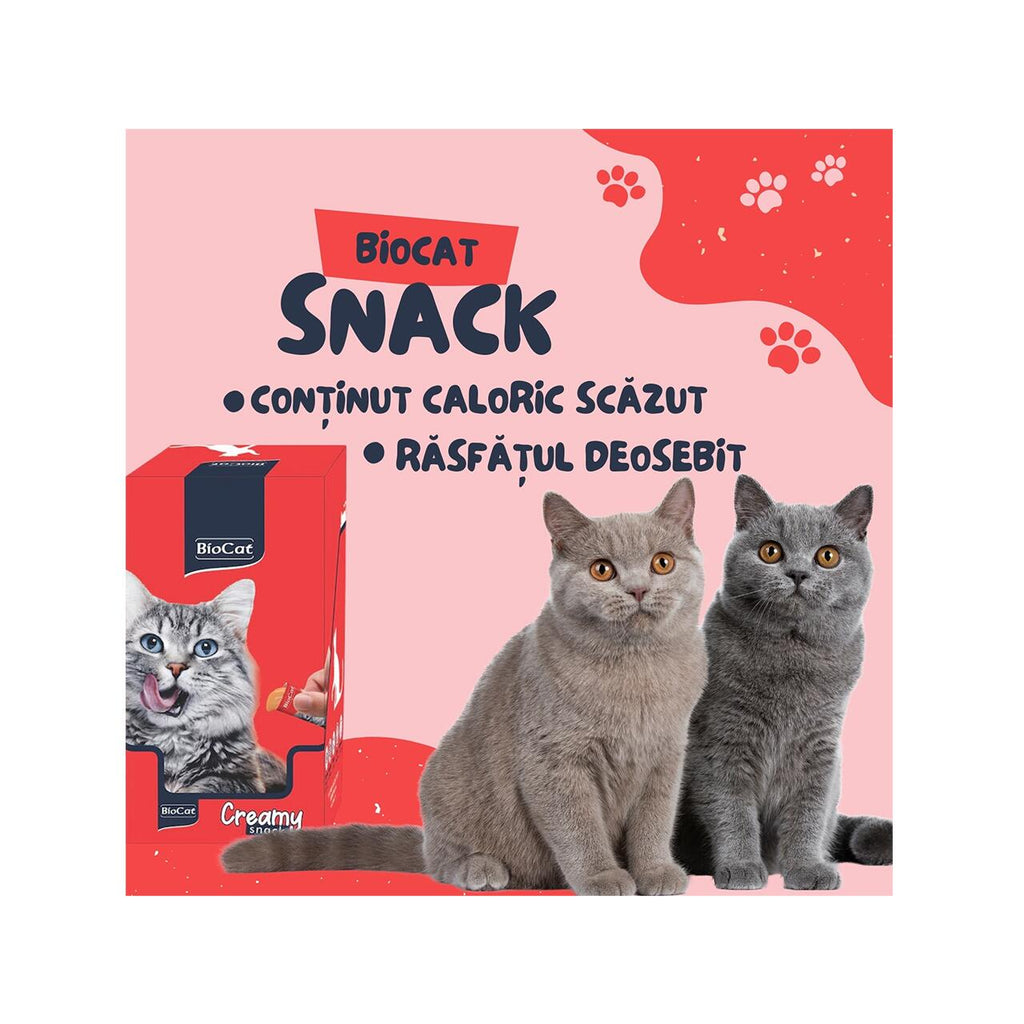 BIOCAT SNACK CREMA PENTRU PISICI CU PUI DISPLAY (12 PACHETE x 5 PLICULETE x 14g)