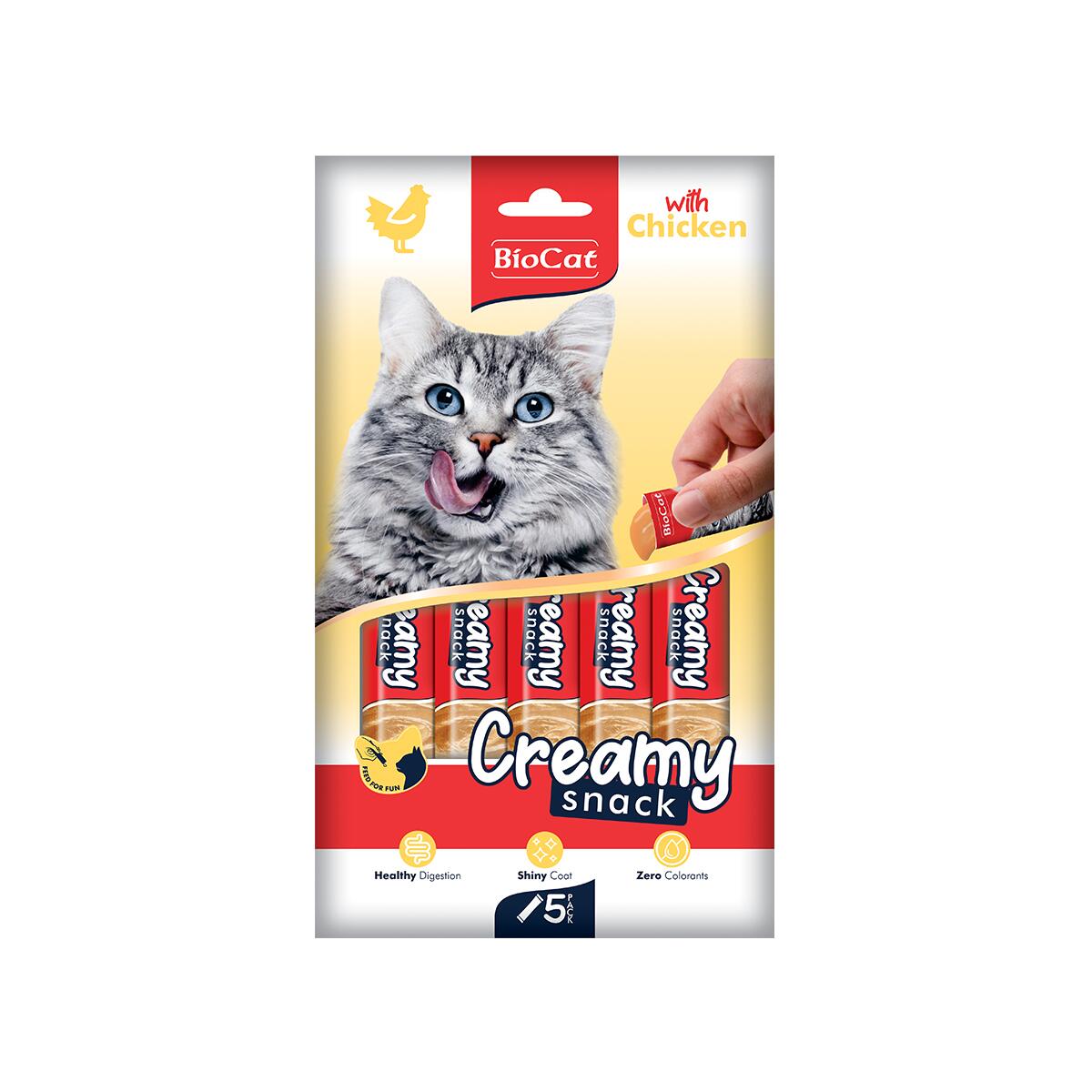 BIOCAT SNACK CREMA PENTRU PISICI CU PUI DISPLAY (12 PACHETE x 5 PLICULETE x 14g)